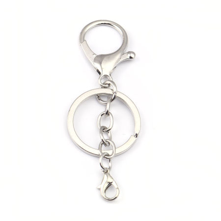 Image de Porte-Clés en Alliage de Zinc Argent Mat 7.6cm x 3cm, 5 Pcs