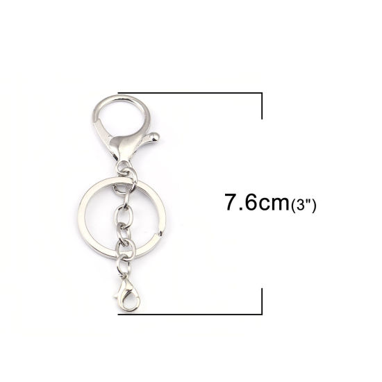 Picture of Zinc Based Alloy Keychain & Keyring Silver Tone 7.6cm x 3cm, 5 PCs
