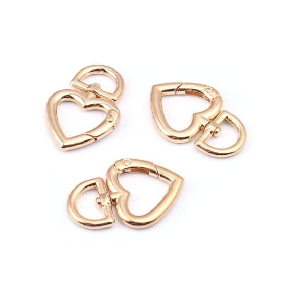 Picture of Zinc Based Alloy Keychain & Keyring KC Gold Plated Heart Hollow 4.7cm x 3.2cm, 5 PCs