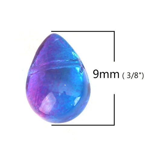 Image de Perles en Verre Goutte d'Eau Violet & Bleu 9mm x 6mm, Trou: 0.9mm, 25 Pcs