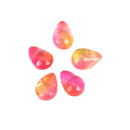 Bild von Glas Perlen Tropfen Bunt ca. 9mm x 6mm, Loch: 0.9mm, 25 Stück