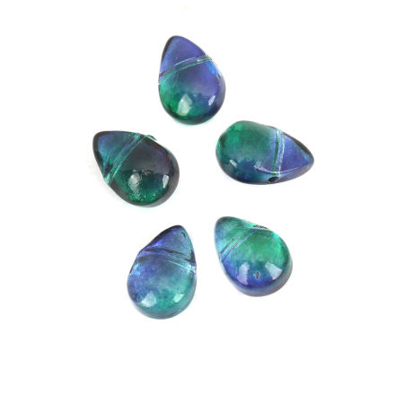 Bild von Glas Perlen Tropfen Bunt ca. 9mm x 6mm, Loch: 0.9mm, 25 Stück