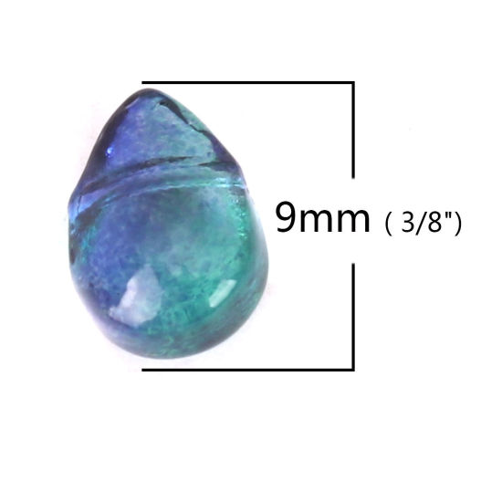 Image de Perles en Verre Goutte d'Eau Multicolore 9mm x 6mm, Trou: 0.9mm, 25 Pcs