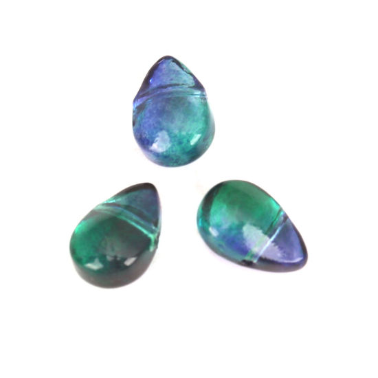 Image de Perles en Verre Goutte d'Eau Multicolore 9mm x 6mm, Trou: 0.9mm, 25 Pcs