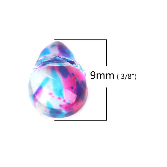 Picture of Glass Beads Drop Multicolor Transparent About 9mm x 6mm, Hole: Approx 0.9mm, 25 PCs