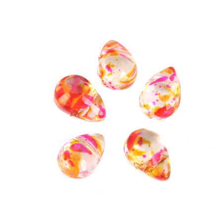 Image de Perles en Verre Goutte d'Eau Multicolore Transparent 9mm x 6mm, Trou: 0.9mm, 25 Pcs