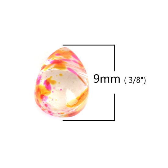 Picture of Glass Beads Drop Multicolor Transparent About 9mm x 6mm, Hole: Approx 0.9mm, 25 PCs