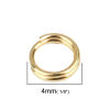Picture of (24 gauge) 316 Stainless Steel Double Split Jump Rings Findings Circle Ring Gold Plated 4mm Dia., 50 PCs