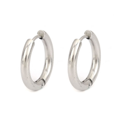 Image de Boucles d'Oreilles Créole Anneaux en 304 Acier Inoxydable Argent Mat Rond 20mm Dia., Epaisseur de Fil: (18 gauge), 10 Pcs