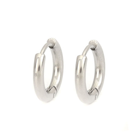 Image de Boucles d'Oreilles Créole Anneaux en 304 Acier Inoxydable Argent Mat Rond 21mm Dia., Epaisseur de Fil: (19 gauge), 10 Pcs