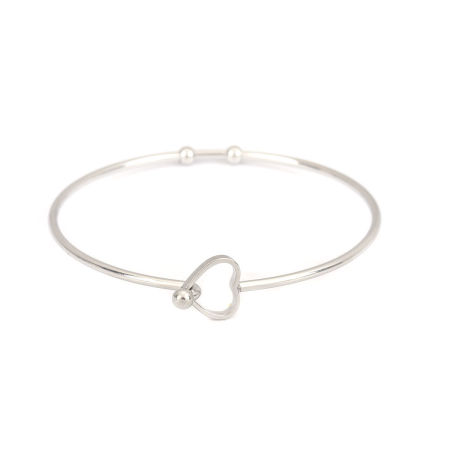 Bild von 304 Edelstahl Armband Silberfarbe Rund Herz Zum Öffnen 20cm lang, 2 Stück