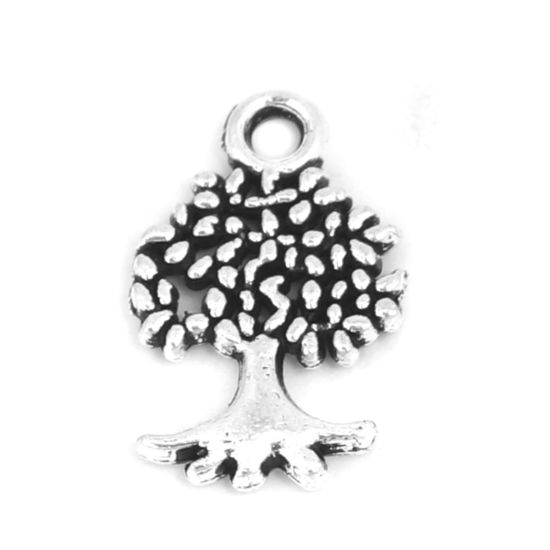 Picture of Zinc Based Alloy Charms Tree Antique Silver Color 13mm x 18mm, 100 PCs