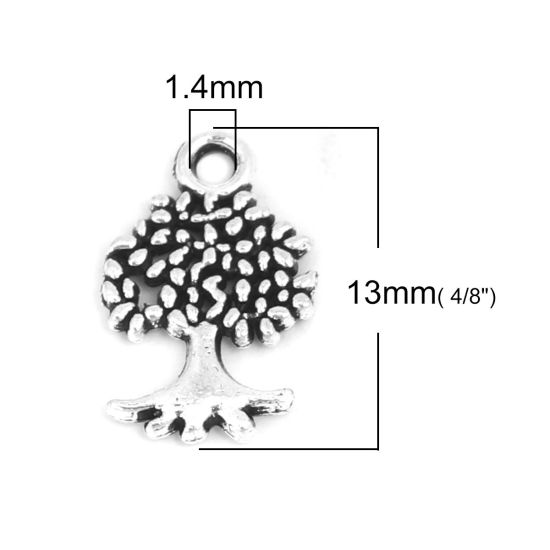 Bild von Zinklegierung Charms Baum Antiksilber 13mm x 18mm, 100 Stück