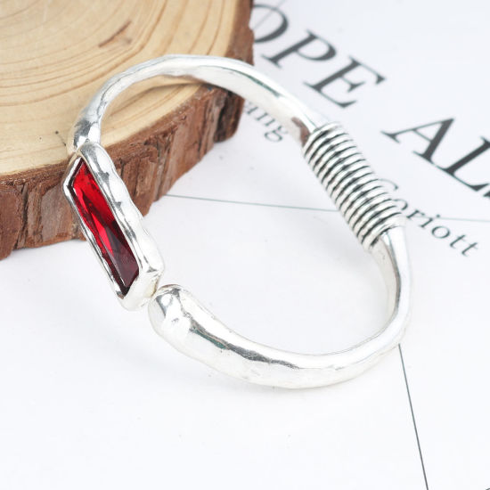 Image de Bracelets Argent Mat Ouvert Rouge 19.5cm long, 1 Pièce