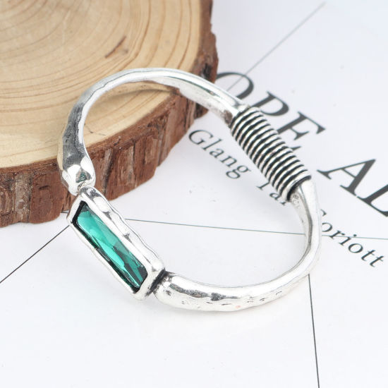 Image de Bracelets Argent Mat Ouvert Vert 19.5cm long, 1 Pièce