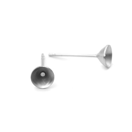 Image de Boucles d'Oreilles Puces en 304 Acier Inoxydable Rond Argent Mat (Apparié à Strass SS20 Dos en Pointe ) 5mm Dia., Epaisseur de Fil: (21 gauge), 50 Pcs