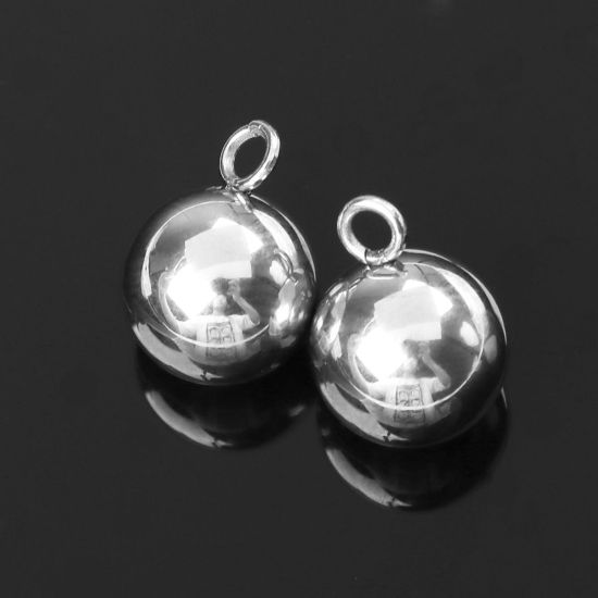 Bild von 304 Edelstahl Charms Rund Silberfarbe 11mm x 8mm, 100 Stück