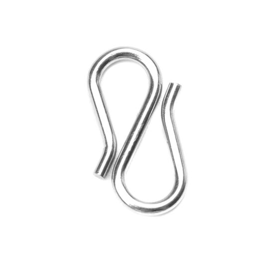 Picture of 304 Stainless Steel Hook Clasps Silver Tone 13mm x 7mm, 20 PCs