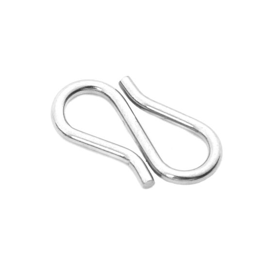 Picture of 304 Stainless Steel Hook Clasps Silver Tone 13mm x 7mm, 20 PCs