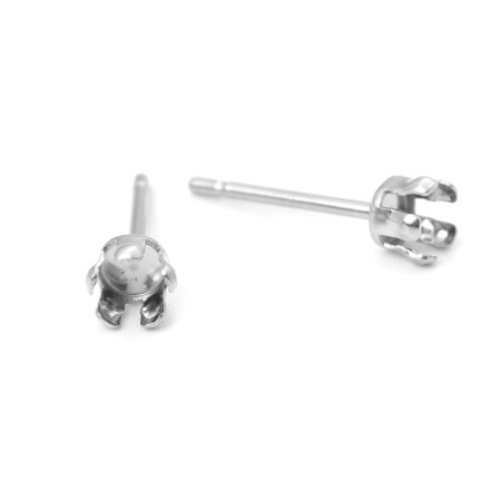 Image de Boucles d'Oreilles Puces en 304 Acier Inoxydable Rond Argent Mat Cabochon Rapportable (Adapté à 3mm Dia ) 4mm Dia., Epaisseur de Fil: (21 gauge), 20 Pcs