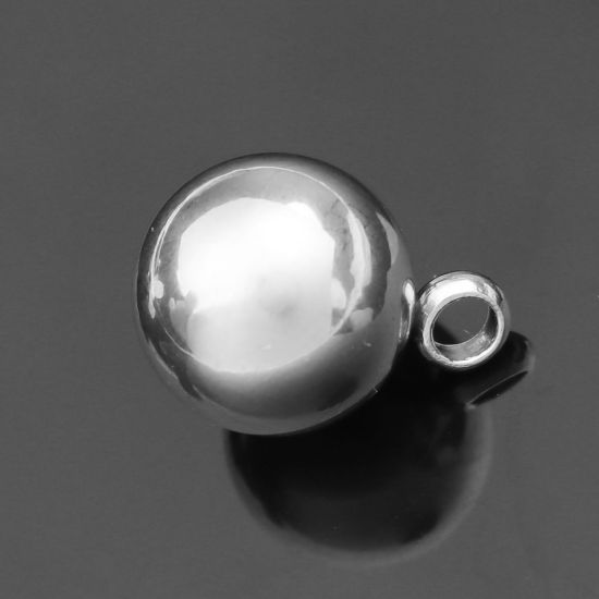 304ステンレス鋼 チャーム 円形 シルバートーン 11mm x 8mm、 10 個 の画像