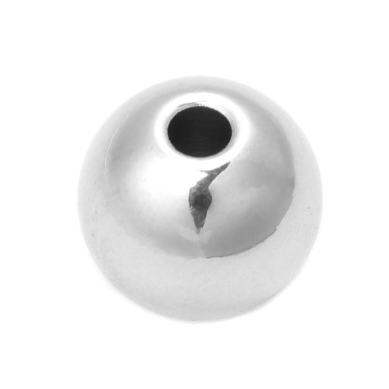Picture of 304 Stainless Steel Beads Round Silver Tone About 12mm Dia., Hole: Approx 3mm, 5 PCs
