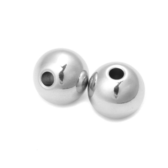 Picture of 304 Stainless Steel Beads Round Silver Tone About 12mm Dia., Hole: Approx 3mm, 5 PCs