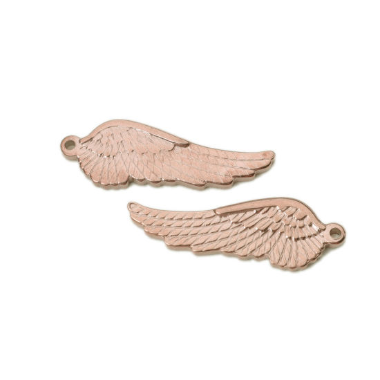 Изображение 1 ШТ Экологичное вакуумное PVD-покрытие 304 Нержавеющая Сталь Подвески Розово-золотой Крыло 3.9см x 1.3cm