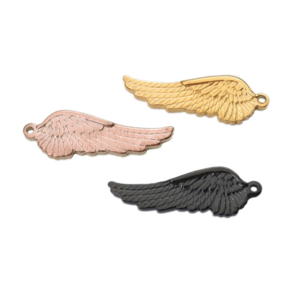 Изображение 1 ШТ Экологичное вакуумное PVD-покрытие 304 Нержавеющая Сталь Подвески Розово-золотой Крыло 3.9см x 1.3cm