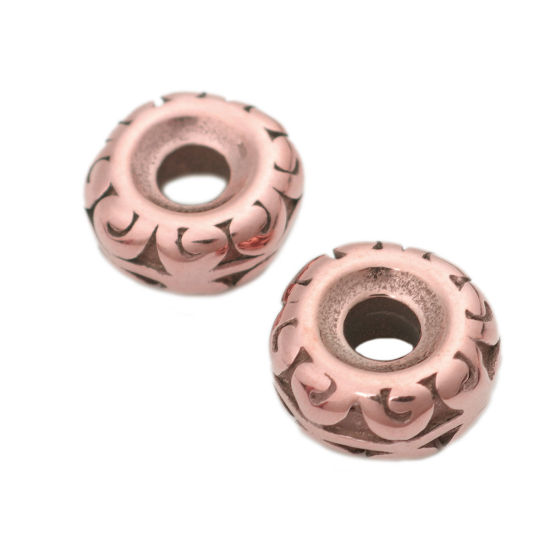 Immagine di 304 Acciaio Inossidabile Perline Spacer Separatore Ruota Oro Rosa Circa 10mm Dia., Buco: Circa 3mm, 1 Pz