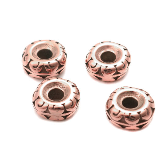 Immagine di 304 Acciaio Inossidabile Perline Spacer Separatore Ruota Oro Rosa Circa 10mm Dia., Buco: Circa 3mm, 1 Pz