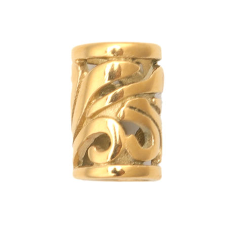 1 Piece Eco-friendly PVD Vacuum Plating 304 Stainless Steel Beads For DIY Jewelry Making Gold Plated Cylinder Filigree 10mm x 7mm, Hole: Approx 5mm