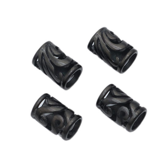Imagen de 1 Unidad Recubrimiento al Vacío PVD Ecológico 304 Acero Inoxidable Cuentas Para Hacer Joyas De Bricolaje Chapado en Oro Cilíndrico Filigrana 10mm x 7mm, Agujero: Aprox 5mm