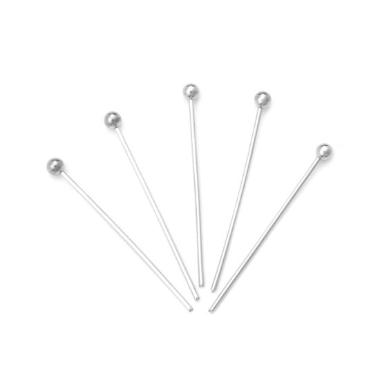 Picture of 0.5mm 304 Stainless Steel Ball Head Pins Silver Tone 20mm( 6/8") long, 50 PCs