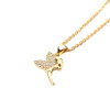 Picture of Stainless Steel & Copper Micro Pave Necklace Gold Plated Fairy Clear Cubic Zirconia 45cm(17 6/8") long, 1 Piece