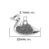Picture of Zinc Based Alloy Charms Duck Animal Antique Silver Color 22mm x 16mm, 10 PCs