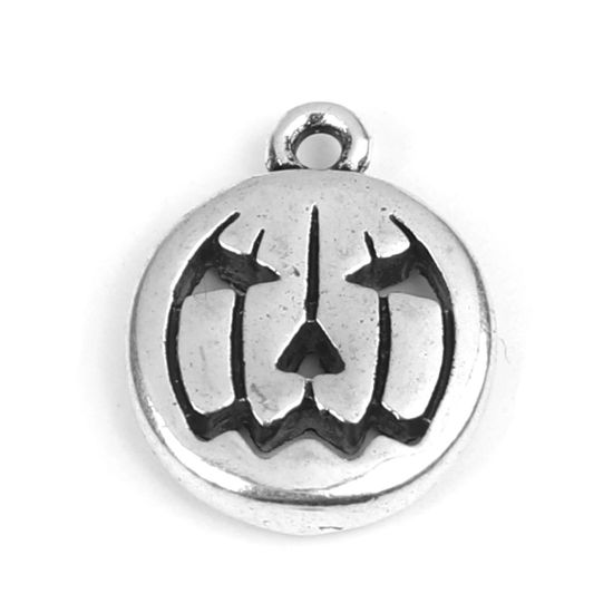Immagine di Lega di Zinco Halloween Charms Zucca Argento Antico Filigrana 19mm x 15mm , 10 Pz