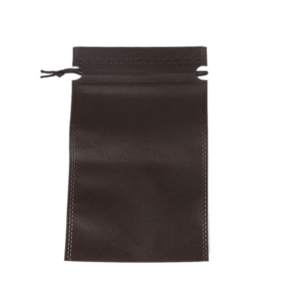 Picture of Nonwovens Drawstring Bags Rectangle Dark Coffee 23.7cm x 15cm, 10 PCs