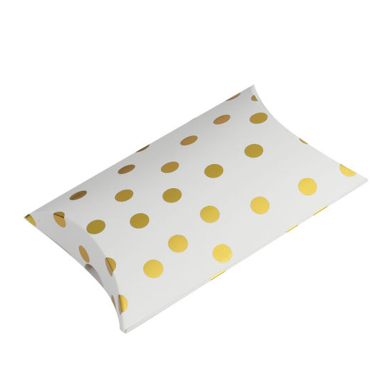 Bild von Versand Kartons Kissen Weiß & Gelb PunktMuster 16.5cmx 9.7cm , 10 Stück