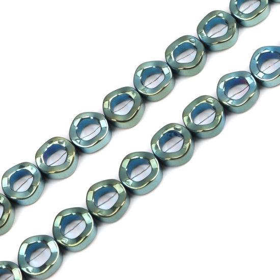 Picture of Hematite ( Natural ) Beads Circle Ring Green About 12mm Dia, Hole: Approx 1.1mm, 43cm(16 7/8") long, 1 Strand (Approx 34 PCs/Strand)
