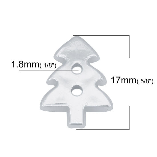 Image de Bouton de Couture en Résine 2 Trous Pin de Noël  Argent 17mm x 13mm, 100 Pcs