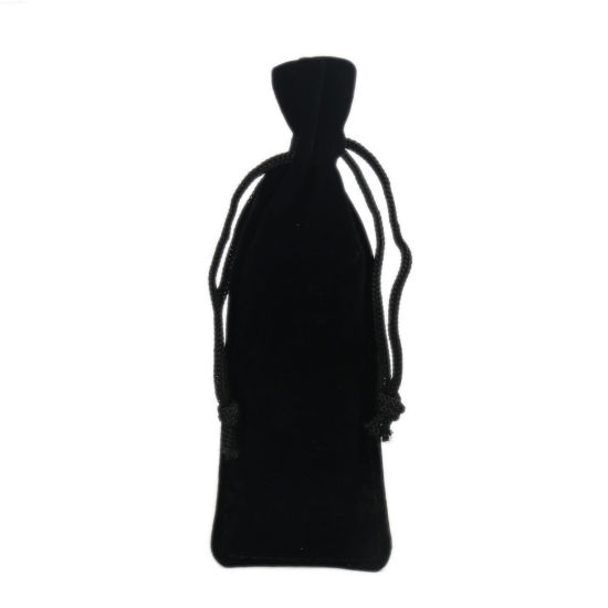 Picture of Velvet Drawstring Bags Lipstick Storage Rectangle Black 14cm x 5cm, 5 PCs