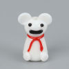 Picture of Lampwork Glass Beads Bear Animal White About 23mm x 13mm, 2 PCs