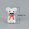 Picture of Lampwork Glass Beads Bear Animal White About 23mm x 13mm, 2 PCs