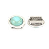 Picture of Zinc Based Alloy Slide Beads Irregular Antique Silver Color Green Blue About 20mm x 20mm, Hole:Approx 11.8mm x 2.8mm 5 PCs