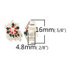 Picture of Zinc Based Alloy Christmas Beads Bell Silver Plated Black & Red Christmas Snowflake Enamel About 16mm x 12mm, Hole: Approx 4.8mm, 5 PCs