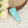 Picture of December Birthstone - (Grade A) Turquoise ( Natural ) Pendants Gold Plated Green Blue Triangle Crack 4.7cm x 1.7cm, 1 Piece