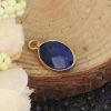 Picture of December Birthstone - (Grade A) Lapis Lazuli ( Natural ) Charms Gold Plated Deep Blue Oval 19mm x 10mm, 1 Piece