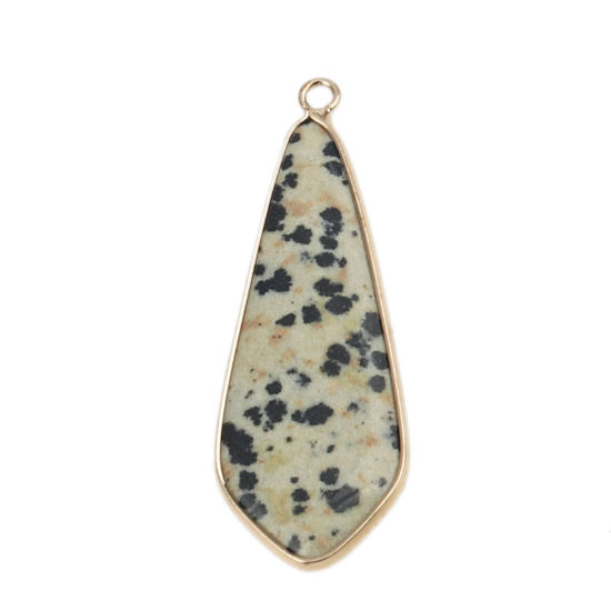 Picture of (Grade A) Stone ( Natural ) Pendants Gold Plated Khaki Tie 5cm x 1.8cm, 1 Piece