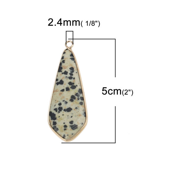 Picture of (Grade A) Stone ( Natural ) Pendants Gold Plated Khaki Tie 5cm x 1.8cm, 1 Piece